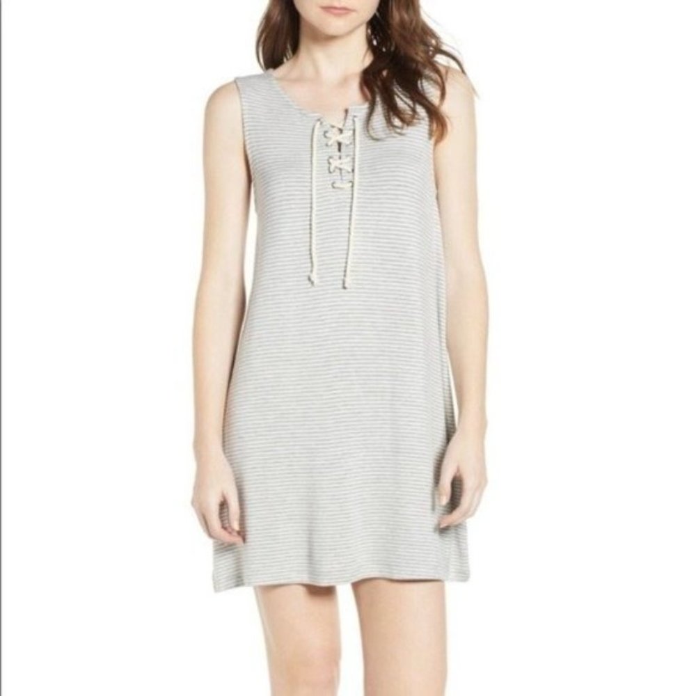 NEW Cupcakes & cashmere Dedrick Stripe Lace Up Dress | Small